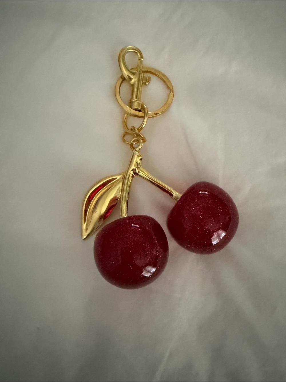 Sparkle Cherry Keychain Bag Charm - Red